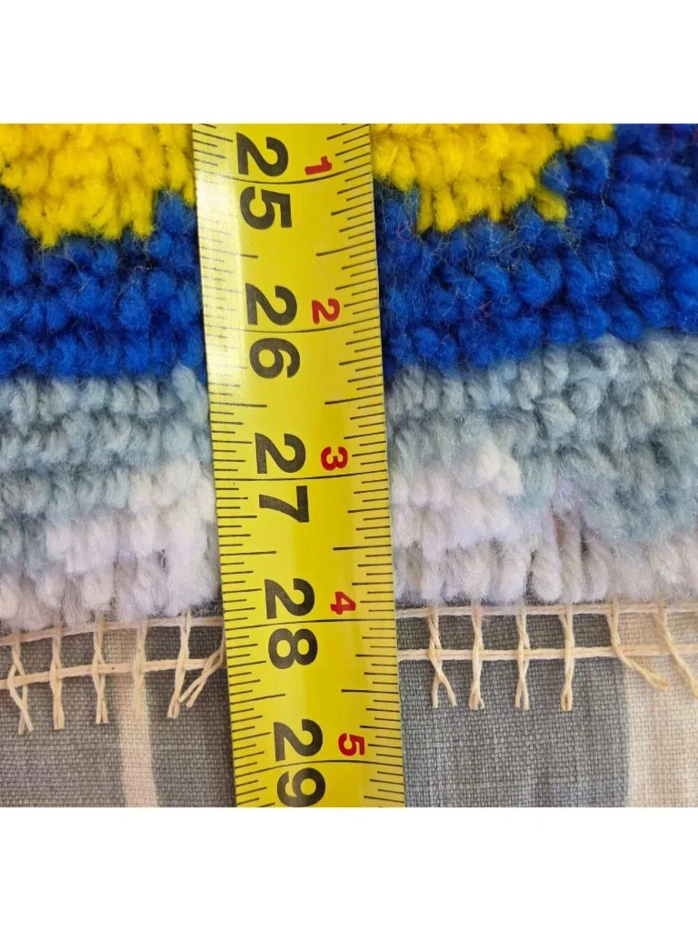 Vtg Latch Hook Rug Hot Air Balloon Handmade Craft WonderArt Unfinished Edge - Picture 7 of 7